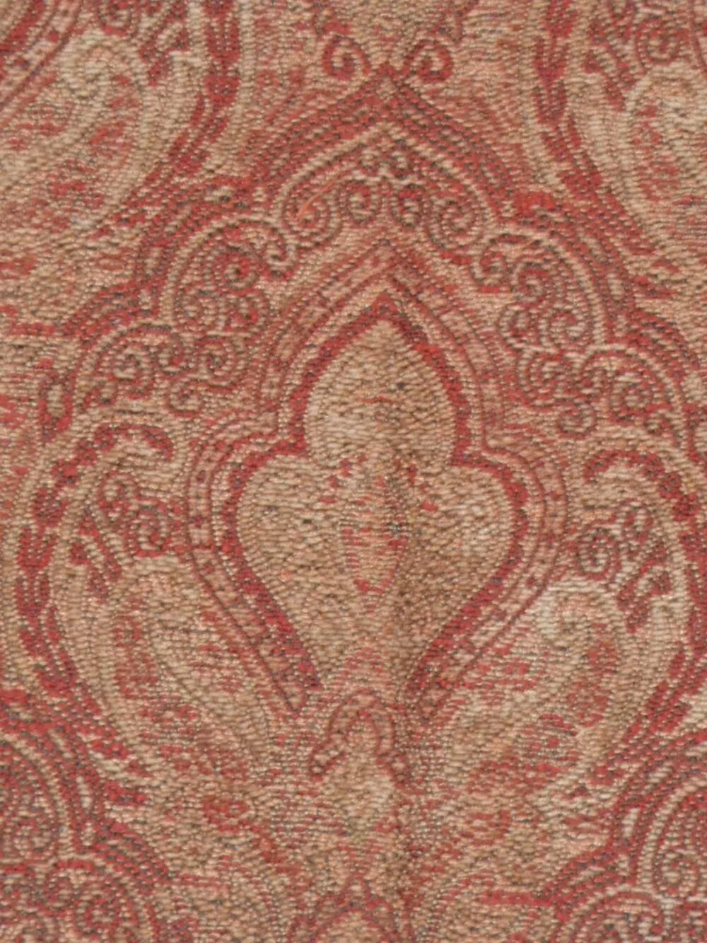 Restoration Hardware-Soft Chenille Red/Gold Paisley Tapestry Pillow Fringe Cover